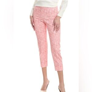 Peserico Cotton Cropped Side Zip Textured Pants Pink White Sz 8 Made In Italy